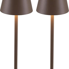 KDG 2 Pack Cordless Table Lamp,Portable LED Desk Lamp, 4000mAh Battery Operated, 3 Color Stepless Dimming Up, for Restaurant/Bedroom/Bars/Outdoor Party/Camping/Coffee Shop Night Light(Brown)