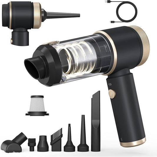 7 in 1 Car Vacuum Portable Cordless ,16000PA Strong Suction Handheld Car Cleaner With Dual HEPA Filters,LED Light,Type-C Charging Mini Vacuum, One-Click Empty Compact For Home Cleaning and Office