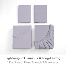 Mellanni Twin XL Sheet Set - 4-Piece Iconic Collection Bedding, (Including 2 Pillowcases), 16-Inch Deep Pocket, Easy Care, Extra Soft, Cooling Sheets, Brushed Microfiber - Lavender