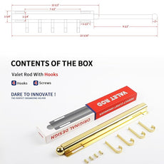 12 inch Valet Rod for Closet Pull Out Closet Valet Rod Slide Out Gold Valet Rods for Closets Telescopic Closet Rod