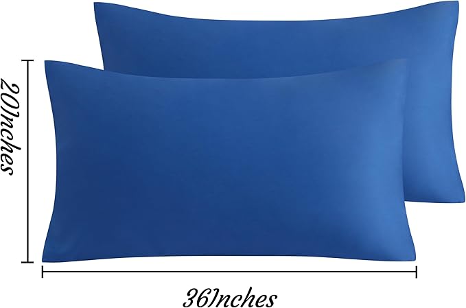 NTBAY King Pillow Cases Set of 2, 2 Pack Brushed Microfiber 20x36 Pillow Cases, Soft, Wrinkle, Fade, Stain Resistant Royal Blue Pillow Cases with Envelope Closure, 20x36 Inches, Royal Blue