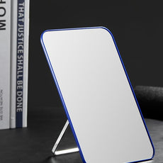 OMIRO Desk Makeup Mirror, 8 x 5 inches Table Mirror with Foldable Stand and Hanging Hole for Shaving and Travelling, Blue