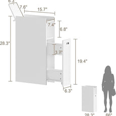 ChooChoo Slim Bathroom Storage Cabinet, Small Narrow Storage Organizer with Slide Out Drawers, Freestanding Toilet Paper Holder, Bathroom Cabinet for Small Places, White