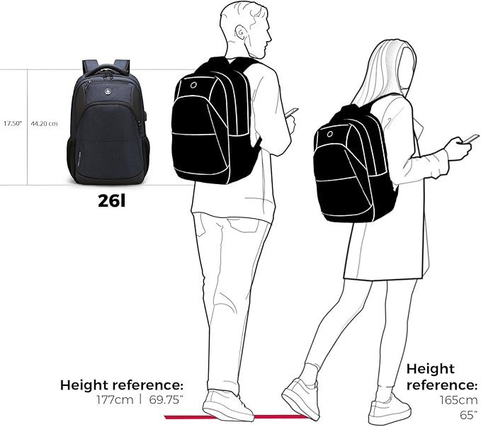 Swissdigital Design Travel Laptop Backpack for Men and Women, Business Backpack with USB Charging Port for Fits 16 Inch Notebook, Blue | SD1670-12