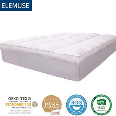 ELEMUSE Twin XL Size Fusion Goose Down Featherbed Mattress Topper for College Dorm, Thick and Fluffy Double Layer Pillowtop Mattress Pad, with 8-21 Inch Deep Pocket