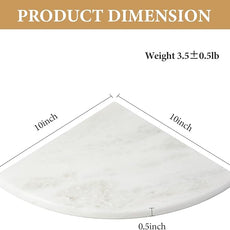 Koville 2 Pcs White Marble Corner Shower Shelves for Bathroom, 10'' Polished Marble Corner Shelves, Wall Mounted Stone Corner Shower Caddy, No Drilling Adhesive Shower Shelf - Namib Fantasy
