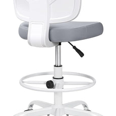 Primy Armless Tall Desk Chair, Adjustable Height and Footring, Mid-Back Ergonomic Standing Desk Chair Mesh Rolling Tall Chair for Art Room, Office or Home (Gray)