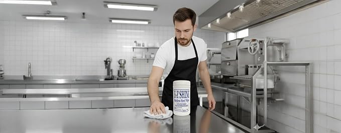 EZ Shine Stainless Steel Wipes - 1x1 Cannister - 40 Rolls - Removes Fingerprints, Water Marks and Smudges from Appliances - Works Great on Refrigerators, Ovens, & Grills.