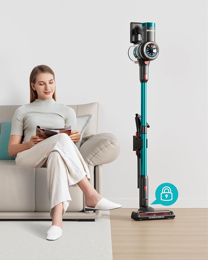 Cordless Vacuum Cleaner, 550W 45KPa Stick Vacuum, Up to 65 Minutes, Self-Standing Cordless Vacuum with OLED Display and Anti-Tangle Brush Roll for Home, Carpets, Hard Floors and Pet Hair
