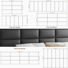 IFNOW Wall Mounted Upholstered Headboard Queen, 3D Peel and Stick Soundproof Panels, Reusable and Removable Padded Leather Bed Headboard, 9 Panels 9.84