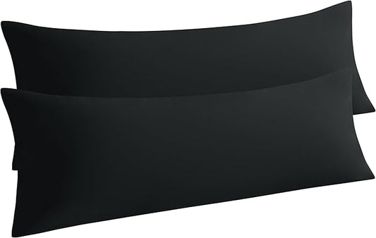 NTBAY Body Pillow Cases Set of 2, 2 Pack Brushed Microfiber 20x54 Pillow Cases, Soft, Wrinkle, Fade, Stain Resistant Black Pillow Cases with Envelope Closure, 20x54 Inches, Black