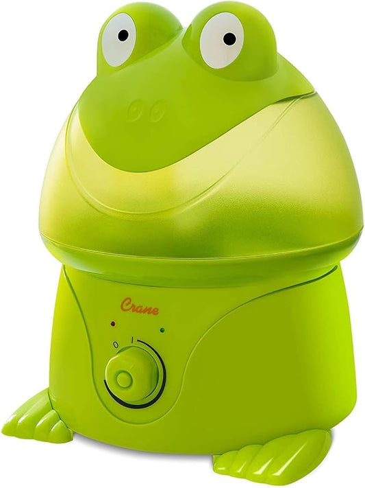 Crane Ultrasonic Cool Mist Animal Humidifier for Kids Bedroom and Nursery, 1 Gallon Easy Clean, Adjustable Settings, Frog Humidifier