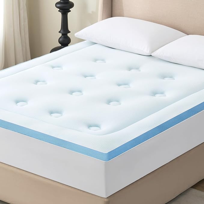 Hansleep Queen Mattress Topper Viscose Derived from Bamboo, Memory Foam Pillow Top Mattress Topper Queen with Deep Pocket, Breathable Mattress Pad for Back Pain Relief, 60" x80", White
