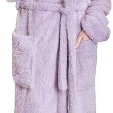 PAVILIA Women Hooded Plush Soft Robe | Fluffy Warm Fleece Sherpa Shaggy Bathrobe