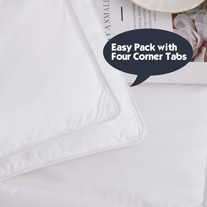 HIG 3pc Down Alternative Comforter Set - All Season Reversible Comforter with Two Sham - Quilted Duvet Insert with Corner Tabs - Box Stitched - Breathable, Soft, Fluffy (Twin/Twin XL, Pure White)