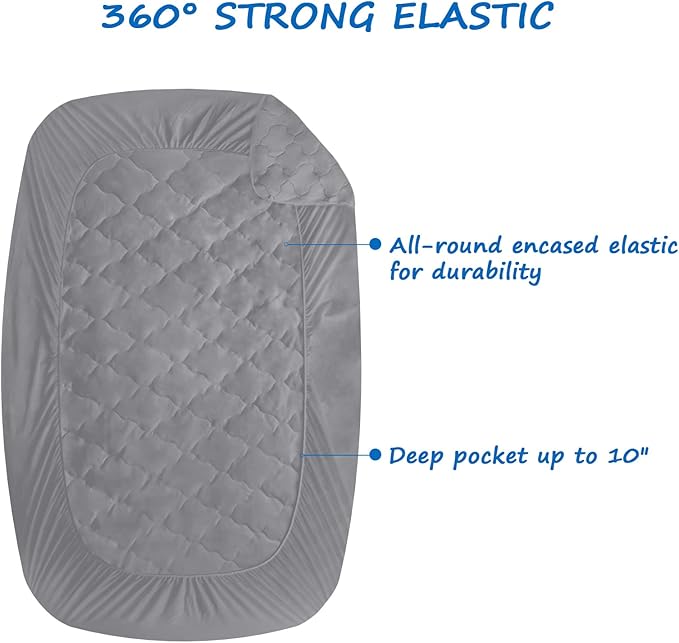 Cot Mattress Pad Protector Waterproof, Quilted Cot Size Mattress Cover 30" X 75" X 10" Fitted for Narrow Twin/Camp Bunk/Rvs Bunk/Guest Beds, Deep Pocket Mattress Topper, Gray (Cover Only)