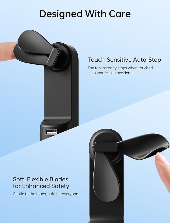 JISULIFE Handheld Mini Fan, 3 IN 1 USB Rechargeable Portable Fan [12-19 Working Hours] with Power Bank, Flashlight, Pocket Design for Travel/Summer/Concerts/Lash, Gifts for Women (Black)