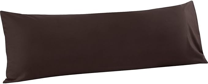 FLXXIE Body Pillow Cover - Super Soft Microfiber 20x54 Body Pillow Case - Envelope Closure, Wrinkle, Stain Resistant Dark Brown Body Pillow Cover, 20x54, Dark Brown