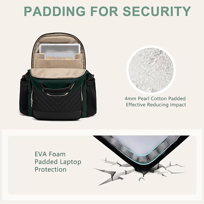 Laptop Backpack for Women Bookbag: 15.6 inch Work School Backpacks with Pouch Pocket for Large Capacity Cup & USB Charger College Book Bag Travel Business Nurse Teacher Bookbags Anti-theft Back Pack