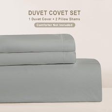 100-Percent Cotton Duvet Cover Set, Hidden Zipper Closure, Ultra Soft, Easy Care and Durable, Simple Bedding Style, King,Grey (Comforter Not Included)