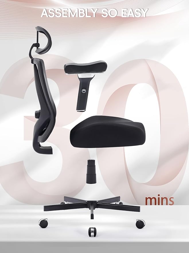 Big and Tall Office Chair 500lbs, Ergonomic Desk Chair with W Wide Thick Cushion, Executive Mesh Office Chair with Adjustable Headrest, Lumbar, 4D Armrest, Computer Task Chairs for Heavy People, Black