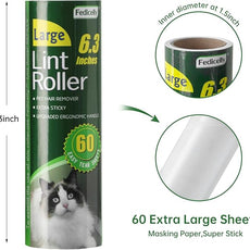 Fedicelly Large Lint Rollers Pet Hair Extra Sticky Refills,Mega Value Set 6.3 inches Wider with 320 Sheets for Cat and Dog Hair Removal,80 Sheets Per Roller (Pack of 4)