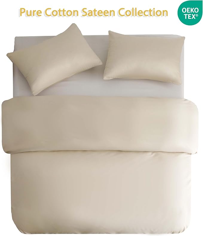 HeimenAogo 600TC Egyptian Cotton Duvet Cover Full Size Sateen Weave, Silky Soft and Breathable Bedding Set with Zipper Closure, Long Staple Cotton Bed Linen Linen Grey 3Pcs (80"×90")