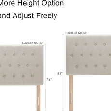 Kingfun Tufted Upholstered Full Size Bed Headboard in Modern Button Design, Adjustable Solid Wood Head Board, Premium Linen Fabric Padded Headboards in Bedroom (Beige)