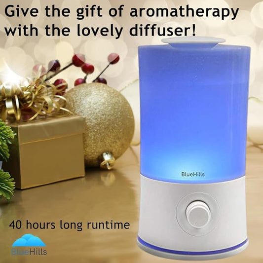 BlueHills Premium 2000 ML XL Large Essential Oil Diffuser Aromatherapy Humidifier for Large Room Home 40 Hour Run Huge Coverage Area 2 Liter Extra Large Capacity Huge Diffuser High Mist White E001