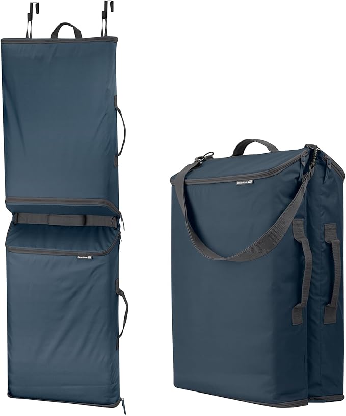 CleverMade Convertible Laundry Hamper Bag - Shadow Gray Stone holds 43L / 40 lbs 2 Compartments - Storage with Handles for Home Organization