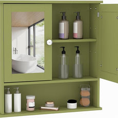 22.2 Inch Mirrored Medicine Cabinet for Bathroom, Over Toilet Wall-Mounted Storage Cabinet with Adjustable Shelf, Waterproof MDF Cabinet for Bathroom Organization