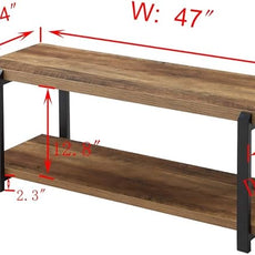 FOLUBAN Entryway Bench, Industrial Shoe Storage Bench for Bedroom Living Room, Modern Indoor Bench Seat for Hallway Front Door Entrance, Easy Assembly, Oak 47 inch