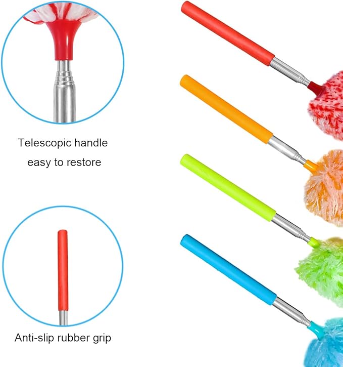 4 Pcs, [Microfiber] Hand [Duster] [Washable] Microfibre Cleaning Tool Extendable [Duster]s for Cleaning Office, Car, Computer, Air Condition