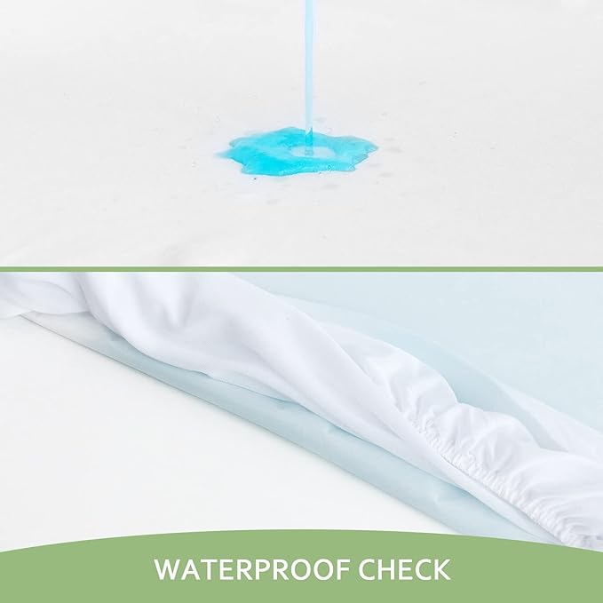 Twin XL Mattress Protector Waterproof, Viscose Cooling Jersey Extra Long Twin Size, Skin Friendly and Breathable Mattress Pad Cover with 14" Deep Pocket,2 Pack