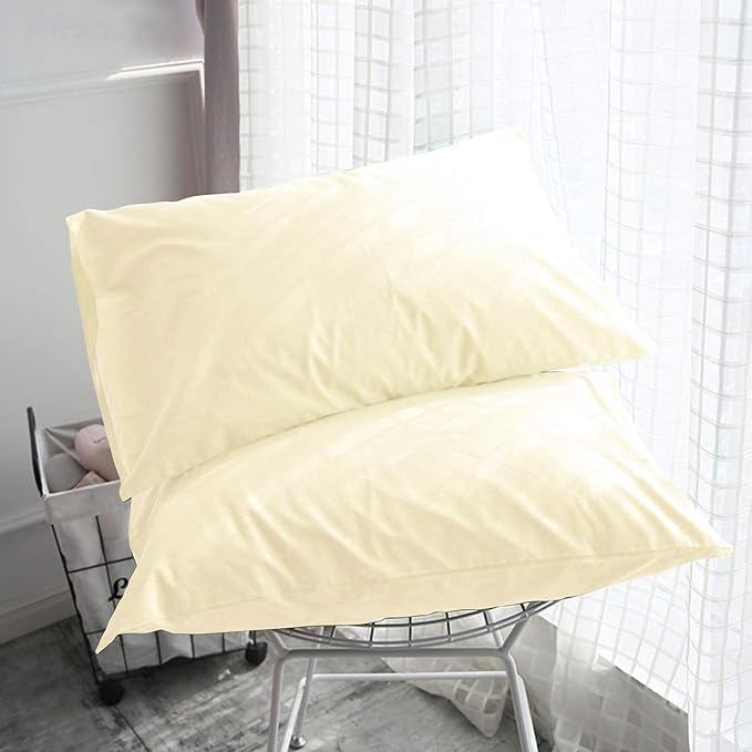 FLXXIE 2 Pack Microfiber King Pillow Cases, 1800 Super Soft Pillowcases with Envelope Closure, Wrinkle, Fade and Stain Resistant Pillow Covers, 20x36, Ivory