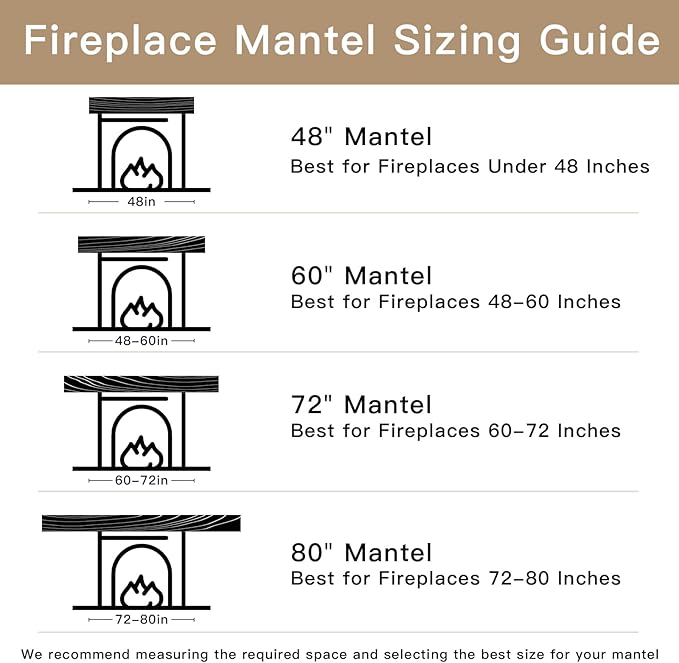 Fireplace Mantel Shelve, Solid Wood Baked Finish Wall-Mounted Floating Shelf for Over Fireplace, Handcrafted Floating Fireplace Mantels with Wooden Bracket, 72 x 8 x 6 Inches