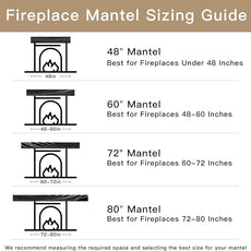 Fireplace Mantel Shelve, Solid Wood Baked Finish Wall-Mounted Floating Shelf for Over Fireplace, Handcrafted Floating Fireplace Mantels with Wooden Bracket, 72 x 8 x 6 Inches