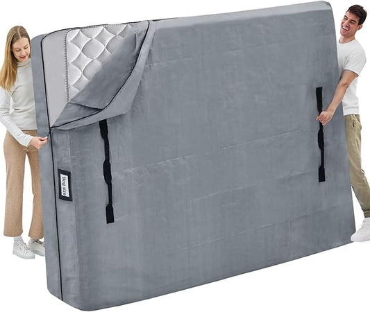 Mattress Bags for Moving and Storage, BETU Full Size Waterproof Mattress Protector Mattress Cover with 8 Heavy Duty Handles and Zipper Extra Thick Moving Supplies for Bed (2 Pack:77x57x13.5 Grey)