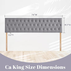 Kingfun Cal King Headboard only, Premium Velvet Upholstered Headboards in Modern Button Design, Tufted Bed Headboard, Adjustable Solid Wood Head Board (Grey)
