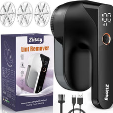 Fabric Shaver - Ziitty Lint Remover for Clothes, Sweater Defuzzer with LCD Display, 3-Speeds, 6-Blade, Type-C Rechargeable, Sweater Shaver to Remove Pilling Fuzz Lint Balls Pills for Clothes Furniture