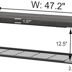 FOLUBAN Shoe Storage Bench, Modern Entryway Bench with Metal Shelf, Industrial Indoor Shoe Bench Seat for Bedroom, Hallway, Living Room, Dark Gray, 47 Inch