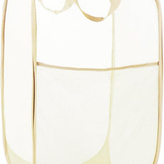 Durable Collapsible Laundry Baskets- Reinforced Mesh Pop Up Laundry Hamper with Side Pocket, Foldable Clothes Storage Hamper with Carry Handles for Laundry, Bathroom, Kids Room, Dorm or Travel Beige