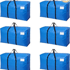 6 Pack Heavy Duty Moving Bags with Backpack Straps & Handles, Large Storage Bags with Zipper for Clothes, College Moving Supplies and Dorm Essentials (24 Gal, Blue)