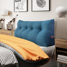 10 lbs Thickened Headboard Pillow Wedge Pillow Headboard Reading Pillow Bed for Backrest Reading Triangular Pillow with Side Pocket Backrest Pillows for Sitting in Bed Wedge Blue Full