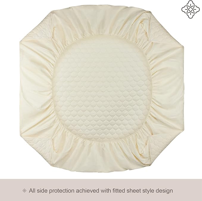 Bioweaves 100% Organic Cotton Mattress Pad Cover, GOTS Certified Cooling Quilted Fitted Mattress Topper & Protector with Soft Cotton Wadding - 20 Inch Deep Pocket, California King