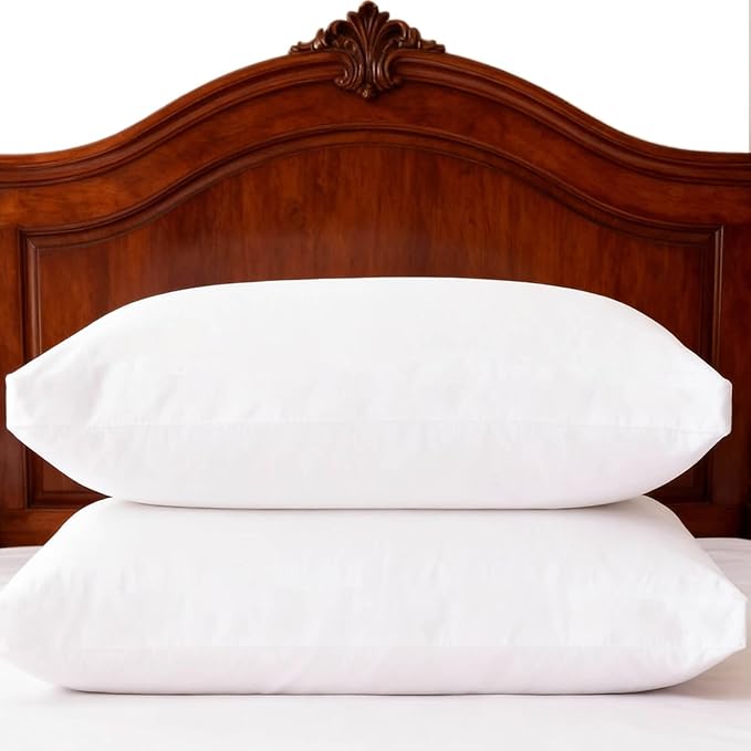 Thick Bed Pillows Standard Size Set of 2 Hotel Collection Soft Down Alternative Supportive Pillow for Back Stomach Side Sleeper White 20x26 inches