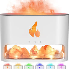Essential Oil Diffuser, Fireplace Fire Flame Aromatherapy Diffuser, 250ml Himalayan Salt Lamp Scent Diffuser, Cool Mist Humidifier with 7 Colors Light, Timer & Auto-Off for Home, Room (White)