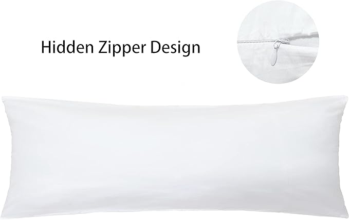 iMaylex Soft 100% Egyptian Cotton Zipper Pillow Case, Cozy and Lightweight Pillowcase, Easy Care, White, Body, 20'' x 48''