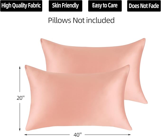 Cotton Pillow Protectors/Cases King Size with Zipper 2 Pack Blush Pink Color,Cooling & Breathable Bed Pillow Protectors Set of 2 Pillow Cases Cover (King Size 20" x 40")