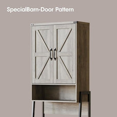 Vabches Over The Toilet Storage Cabinet with 2-Door Design Bathroom Organizers and Storage with Anti-Tip Device Over Toilet Organizer with Shelves for Bathroom,Restroom,Laundry Grey